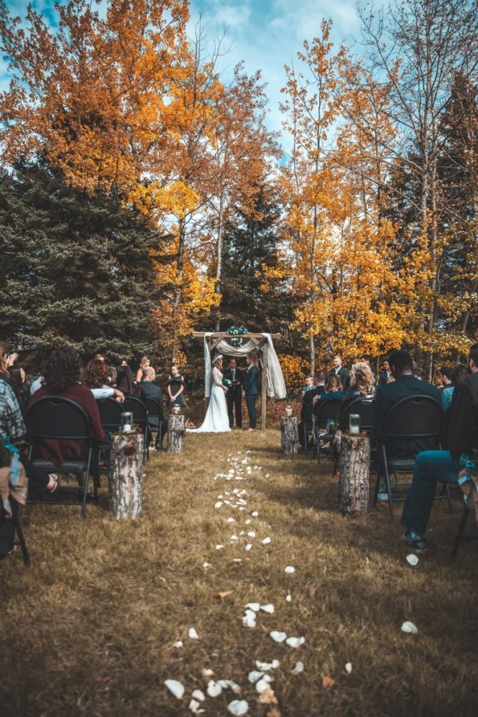 Now Or Never - Bride and Groom at Outdoor Wedding Altar